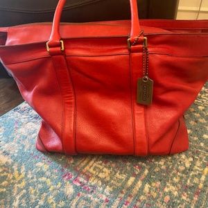 Red Coach Weekender Tote, Large